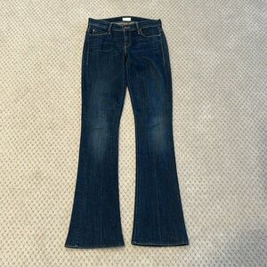 Mother mid rise skinny flare jeans in a dark rinse